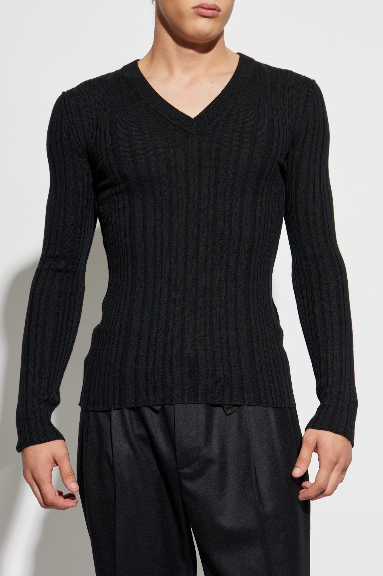 トップス DOLCE&GABBANA Border V Neck Knit Black V-neck sweater Dolce & Gabbana - Vitkac GB